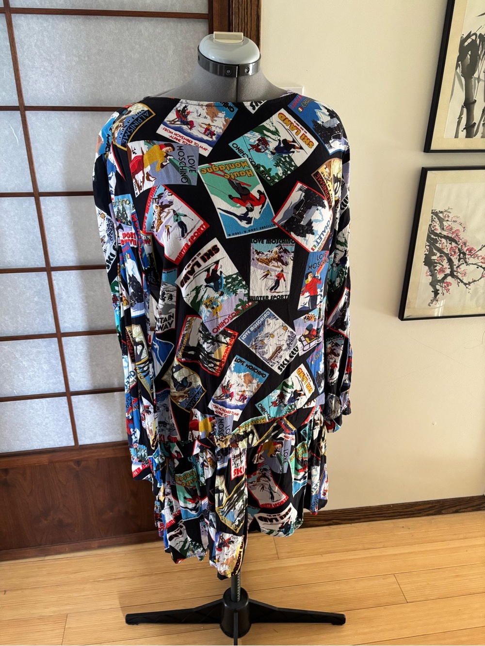 VGUC Vintage Love Moschino European Ski Resort Print Dress IT 46 US L